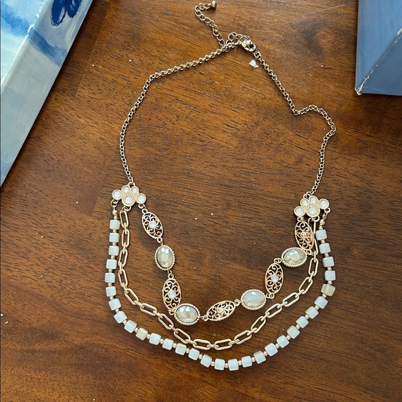 Jewelry - Gold Tone And White Layered Necklace